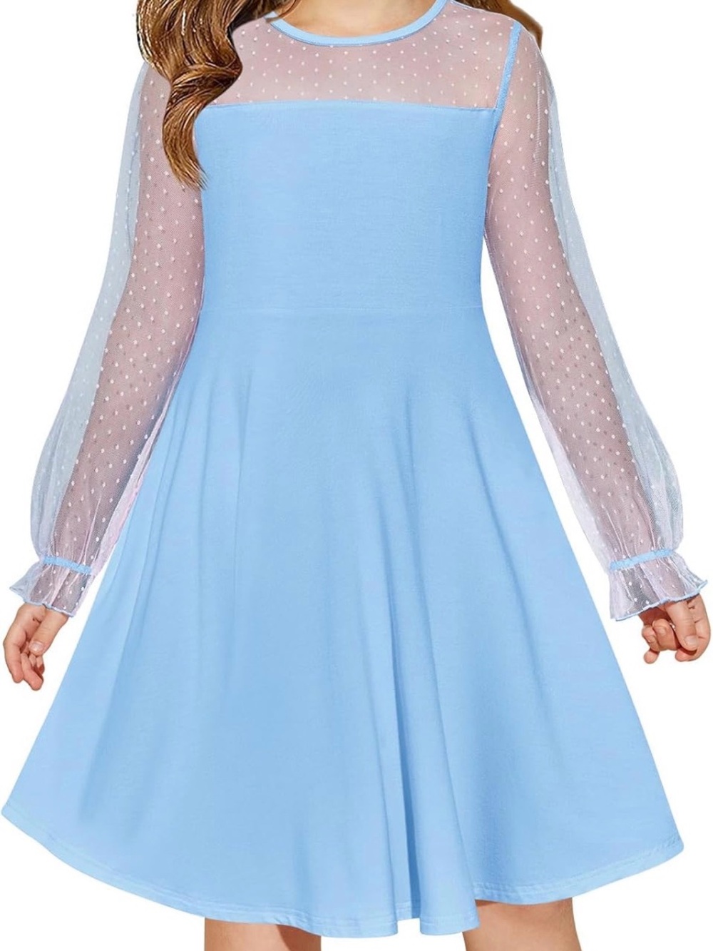 Light Blue Mesh Sleeve Girl toddler Dress, baby or wedding shower Mommy & Me